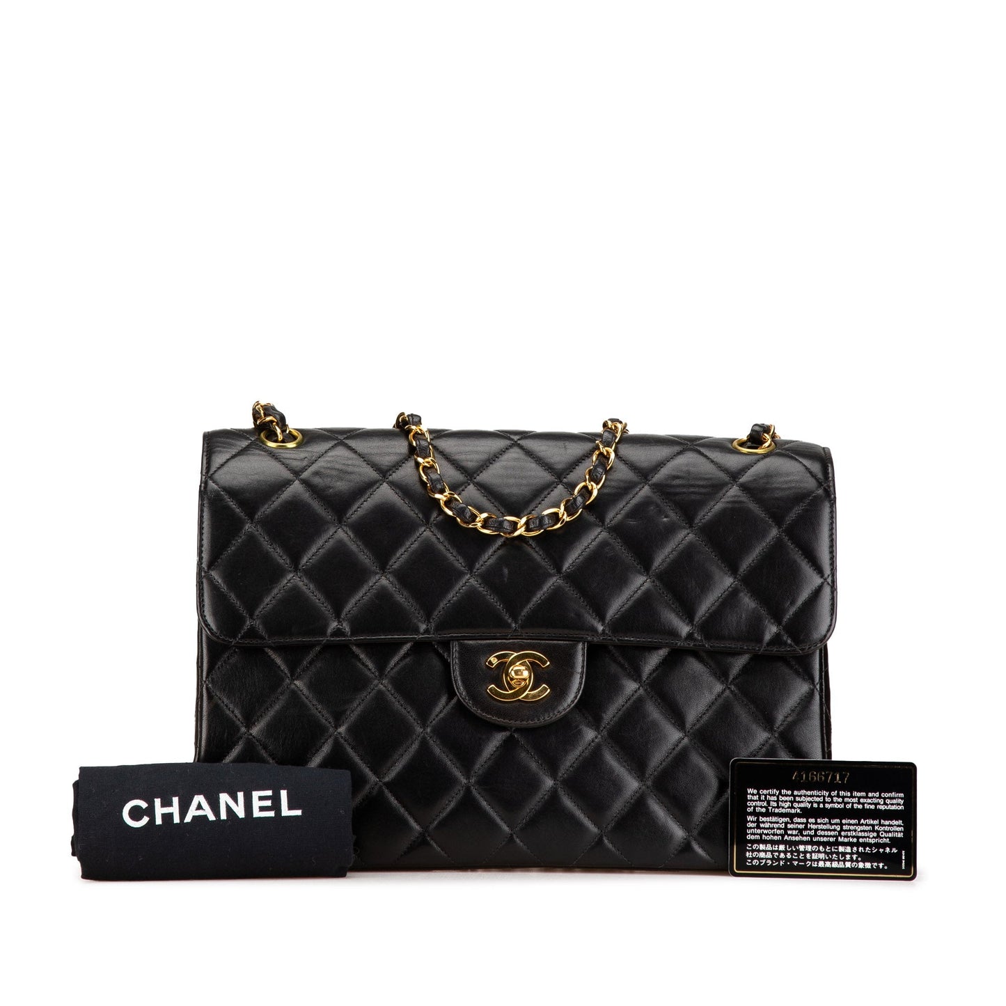 Black Chanel Jumbo Lambskin Double Sided Flap Shoulder Bag