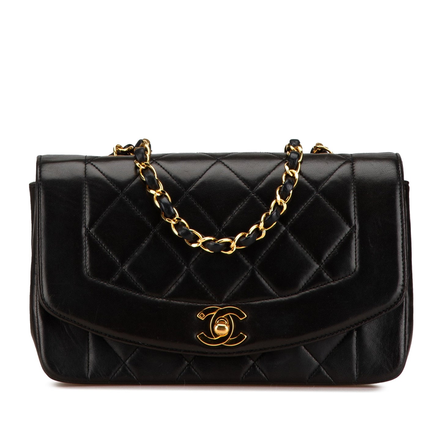 Black Chanel Medium Lambskin Diana Flap Crossbody Bag