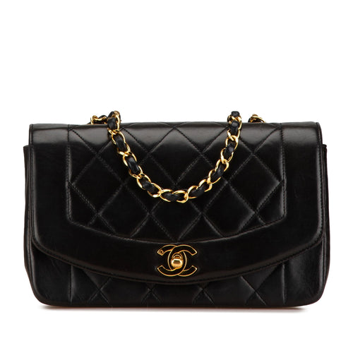 Black Chanel Medium Lambskin Diana Flap Crossbody Bag