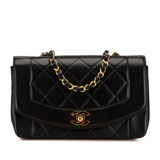 Black Chanel Medium Lambskin Diana Flap Crossbody Bag
