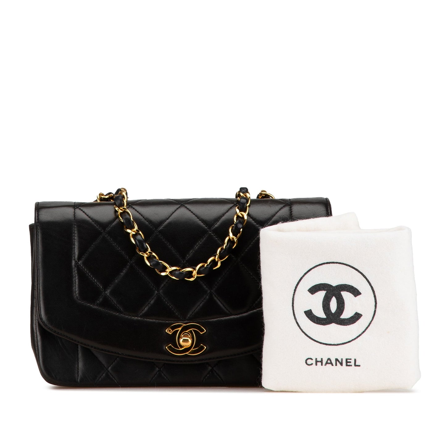 Black Chanel Medium Lambskin Diana Flap Crossbody Bag