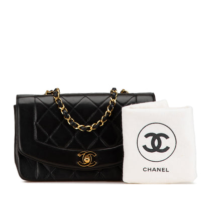 Black Chanel Medium Lambskin Diana Flap Crossbody Bag