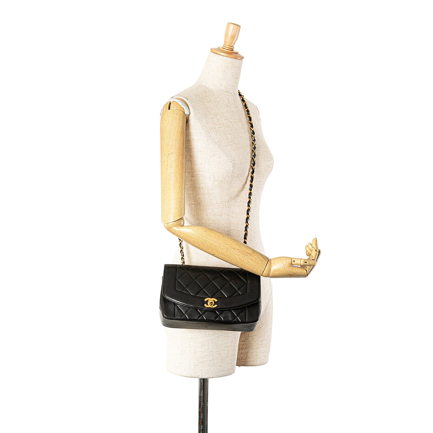 Black Chanel Medium Lambskin Diana Flap Crossbody Bag