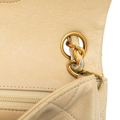 Brown Chanel Mini Square Classic Lambskin Single Flap Crossbody Bag