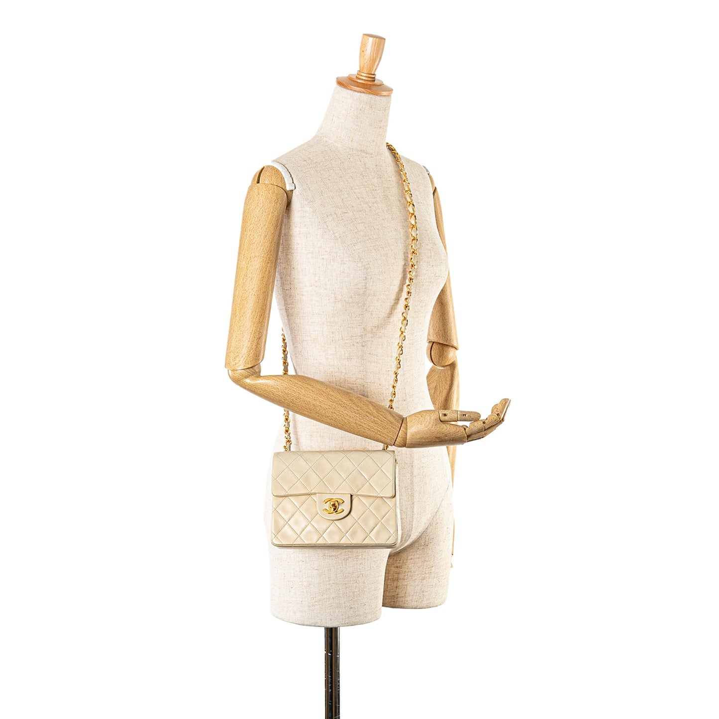 Brown Chanel Mini Square Classic Lambskin Single Flap Crossbody Bag