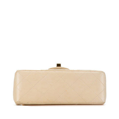 Brown Chanel Mini Square Classic Lambskin Single Flap Crossbody Bag