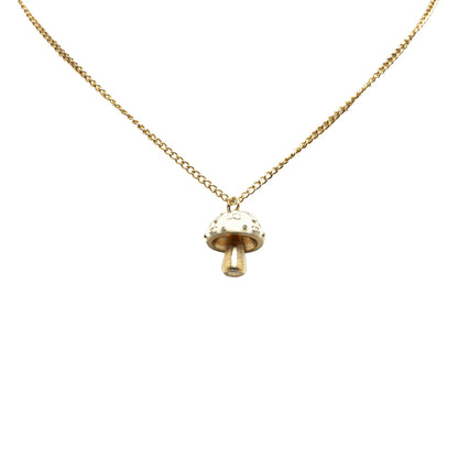 Gold Chanel Gold Plated CC Mushroom Pendant Necklace