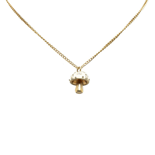 Gold Chanel Gold Plated CC Mushroom Pendant Necklace
