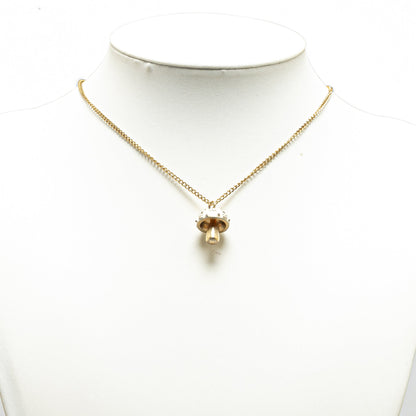 Gold Chanel Gold Plated CC Mushroom Pendant Necklace