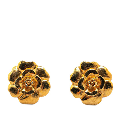 Gold Chanel Gold Plated Camellia Clip on Earrings