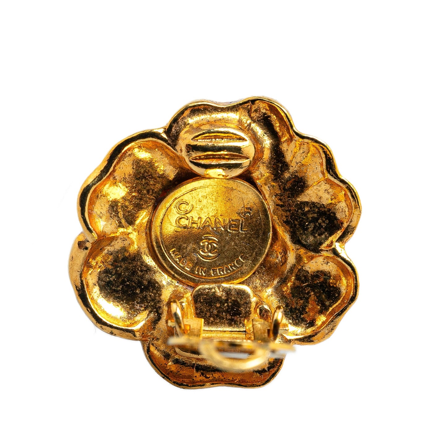 Gold Chanel Gold Plated Camellia Clip on Earrings
