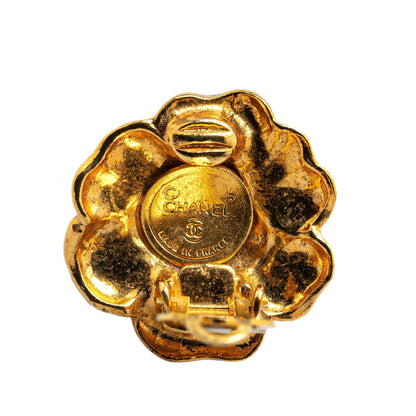 Gold Chanel Gold Plated Camellia Clip on Earrings