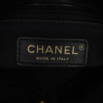 Black Chanel Small Chevron Wrinkled Lambskin Medallion Charm Surpique Flap Shoulder Bag