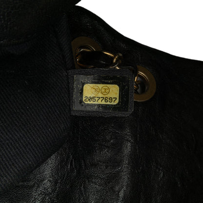 Black Chanel Small Chevron Wrinkled Lambskin Medallion Charm Surpique Flap Shoulder Bag