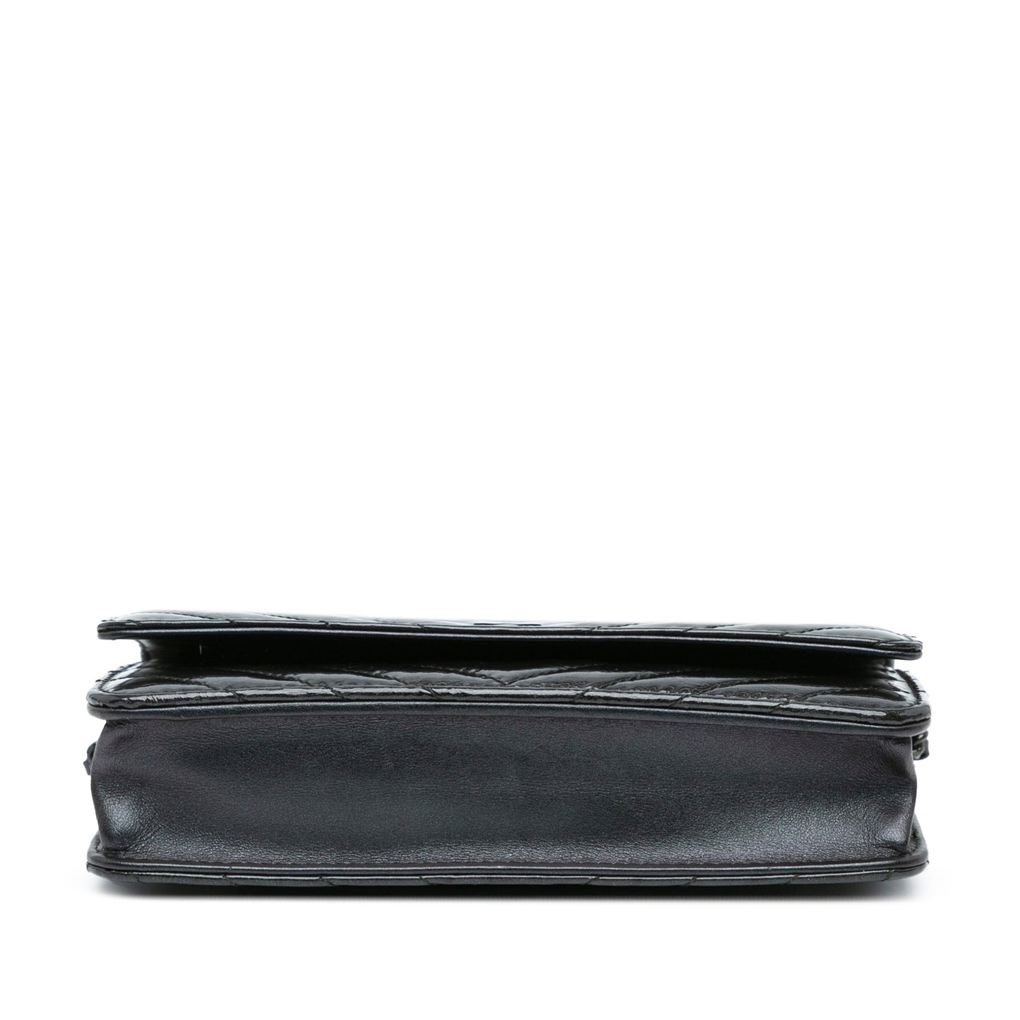 Black Chanel CC Chevron Quilted Crumpled Calfskin Wallet On Chain Crossbody Bag