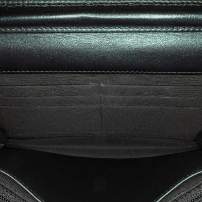 Black Chanel CC Chevron Quilted Crumpled Calfskin Wallet On Chain Crossbody Bag