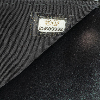 Black Chanel CC Chevron Quilted Crumpled Calfskin Wallet On Chain Crossbody Bag