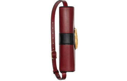 GUCCI Arli Gold Label Logo Colorblock Leather Shoulder Messenger Bag Small Red / Black 550129-0V1IG-6663