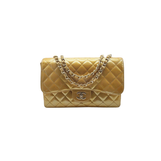 Chanel Vintage Classic Quilted Patent Single Jumbo Flap Bag