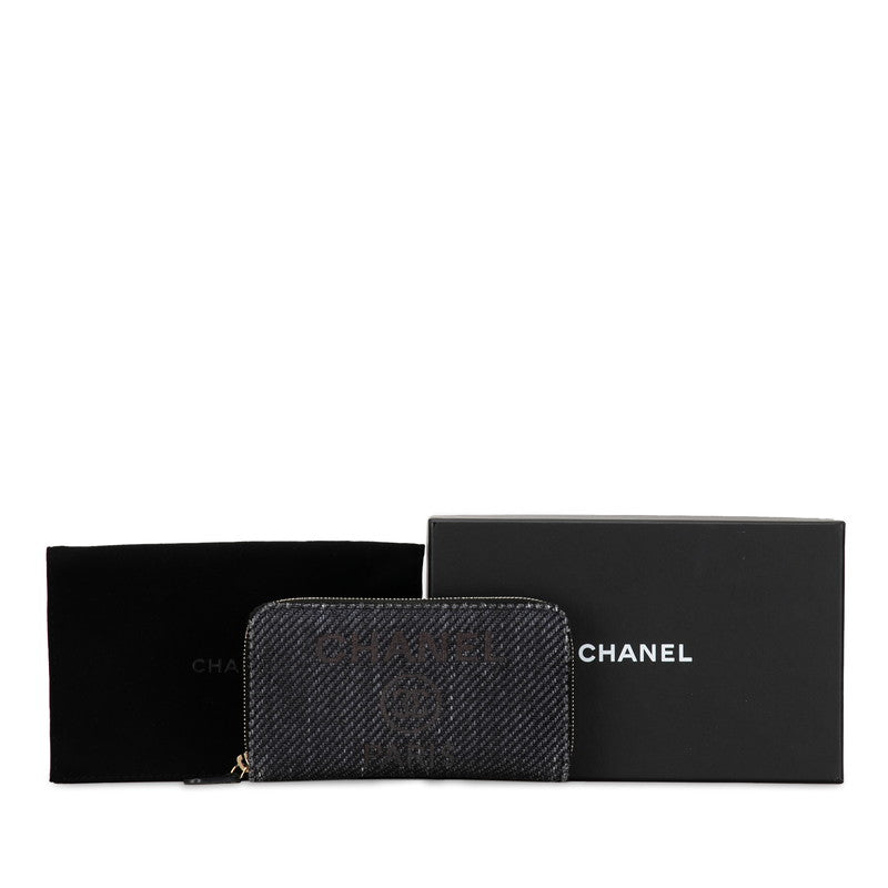 Chanel Canvas Leather Small Round Zipper Wallet A81973