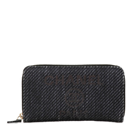 Chanel Canvas Leather Small Round Zipper Wallet A81973
