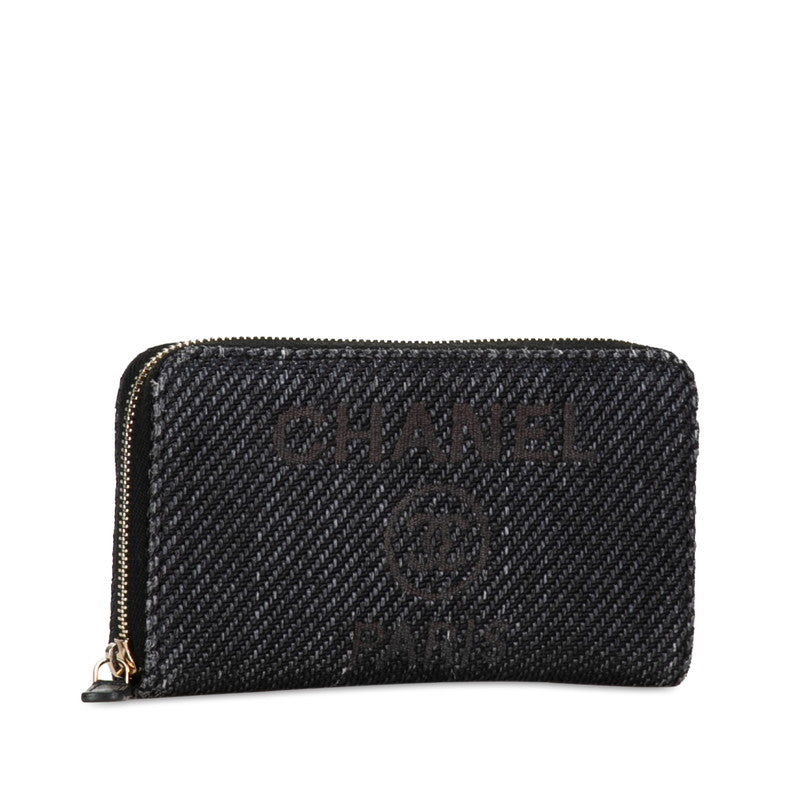 Chanel Canvas Leather Small Round Zipper Wallet A81973