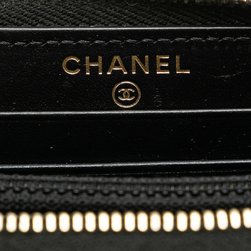 Chanel Canvas Leather Small Round Zipper Wallet A81973