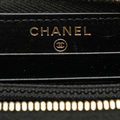 Chanel Canvas Leather Small Round Zipper Wallet A81973