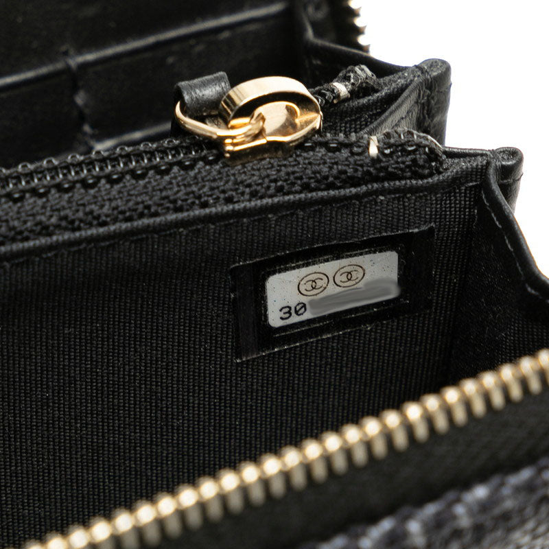 Chanel Canvas Leather Small Round Zipper Wallet A81973