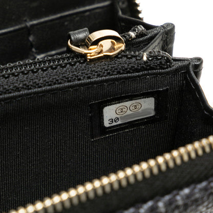 Chanel Canvas Leather Small Round Zipper Wallet A81973