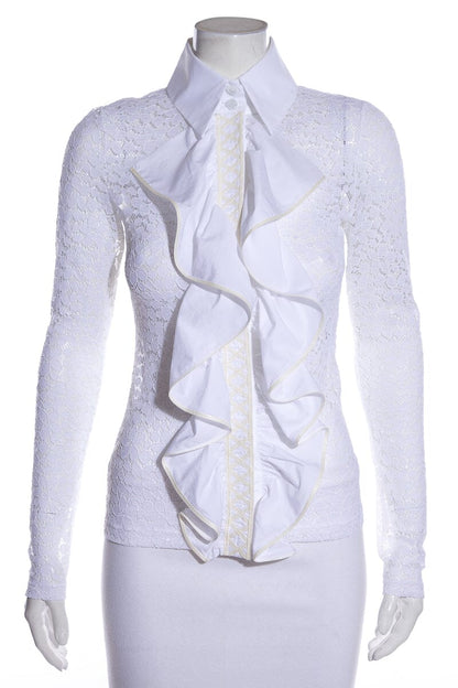 Chanel White Lace Blouse SZ 36