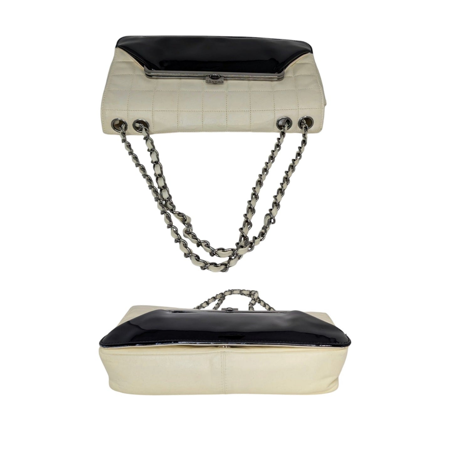 Chanel 2006 Chocolate Bar Lambskin Bicolor Kiss-Lock Flap