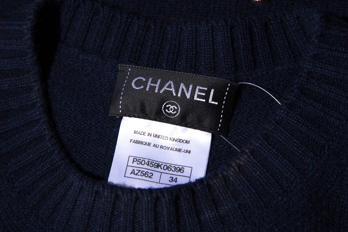 Chanel Navy Confetti Cashmere Navy SZ 34