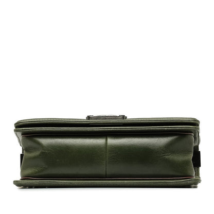 Chanel Boy Shoulder Bag Green Leather