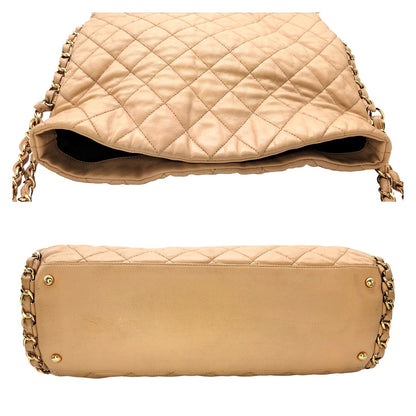 Chanel 2011 Quilted Chain Me Hobo Beige Clair