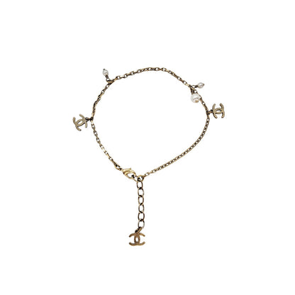 CHANEL CC Faux Pearl Station Bracelet / Anklet
