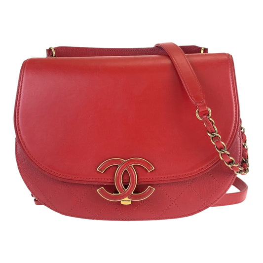 Chanel Red Leather Coco Curve Matelasse 2way Bag