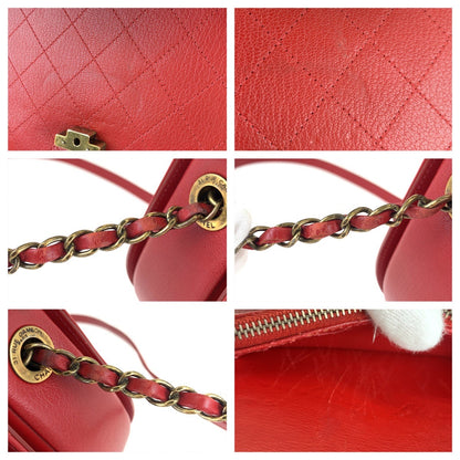 Chanel Red Leather Coco Curve Matelasse 2way Bag