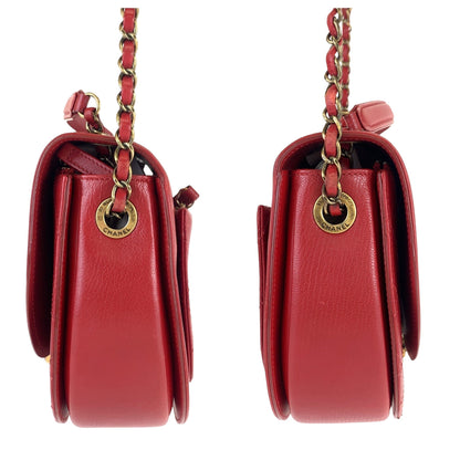 Chanel Red Leather Coco Curve Matelasse 2way Bag