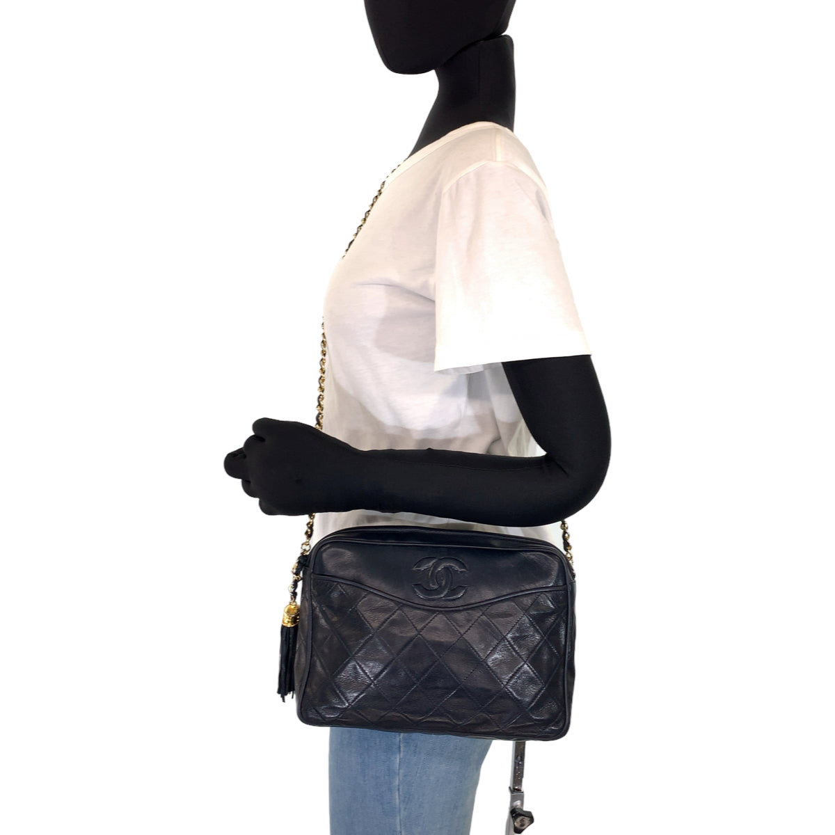 Chanel Vintage Lambskin Matelasse Tassel Shoulder Bag