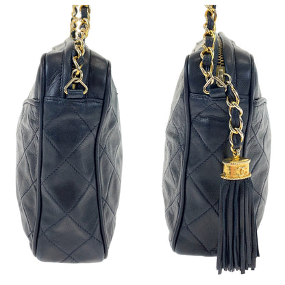 Chanel Vintage Lambskin Matelasse Tassel Shoulder Bag