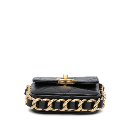 Black Chanel Mini Quilted Calfskin Framing Chain Flap Crossbody Bag