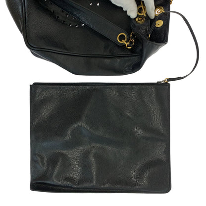 Chanel Caviar Triple Coco Chain Tote Bag