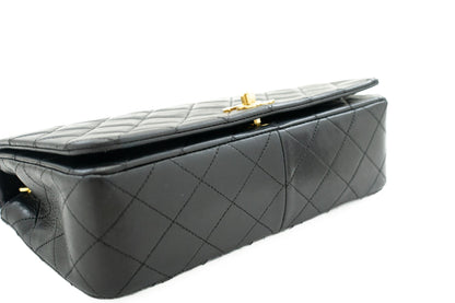 CHANEL Full Flap Chain Shoulder Bag Black Quilted Lambskin Leather j95