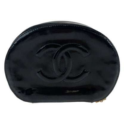 Chanel Black Enamel Pouch with Mirror