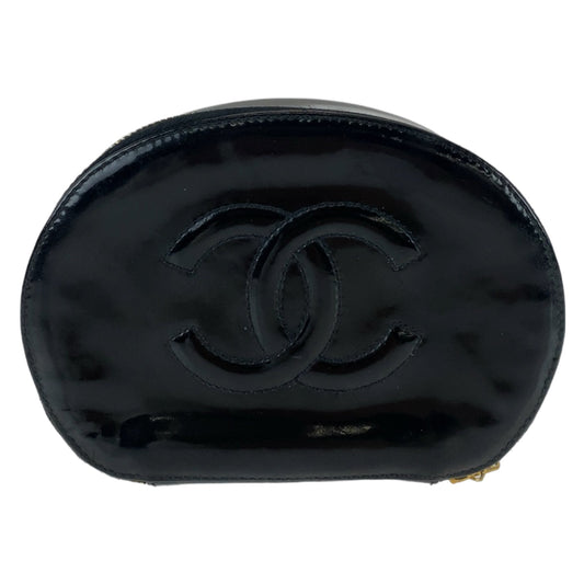 Chanel Black Enamel Pouch with Mirror