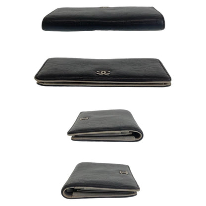 Chanel Camellia Lambskin Long Wallet Black
