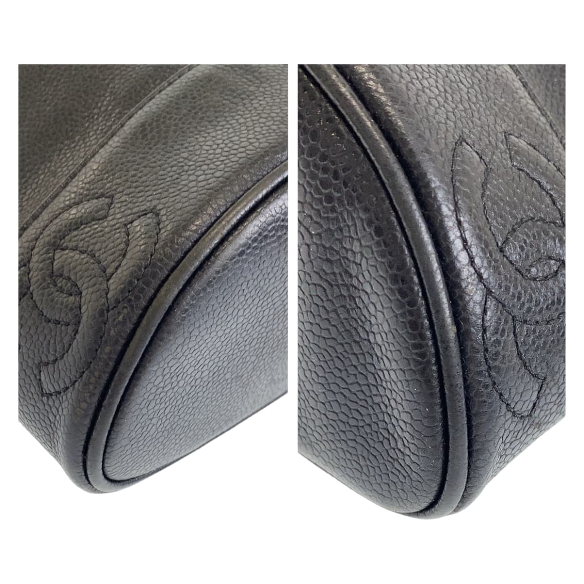 Chanel Vintage Triple Coco Mark Caviar Skin Shoulder Bag