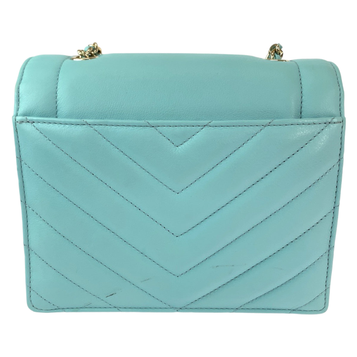 Chanel Chevron Lambskin Turquoise Chain Shoulder Bag