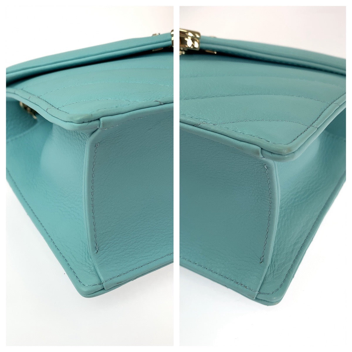 Chanel Chevron Lambskin Turquoise Chain Shoulder Bag